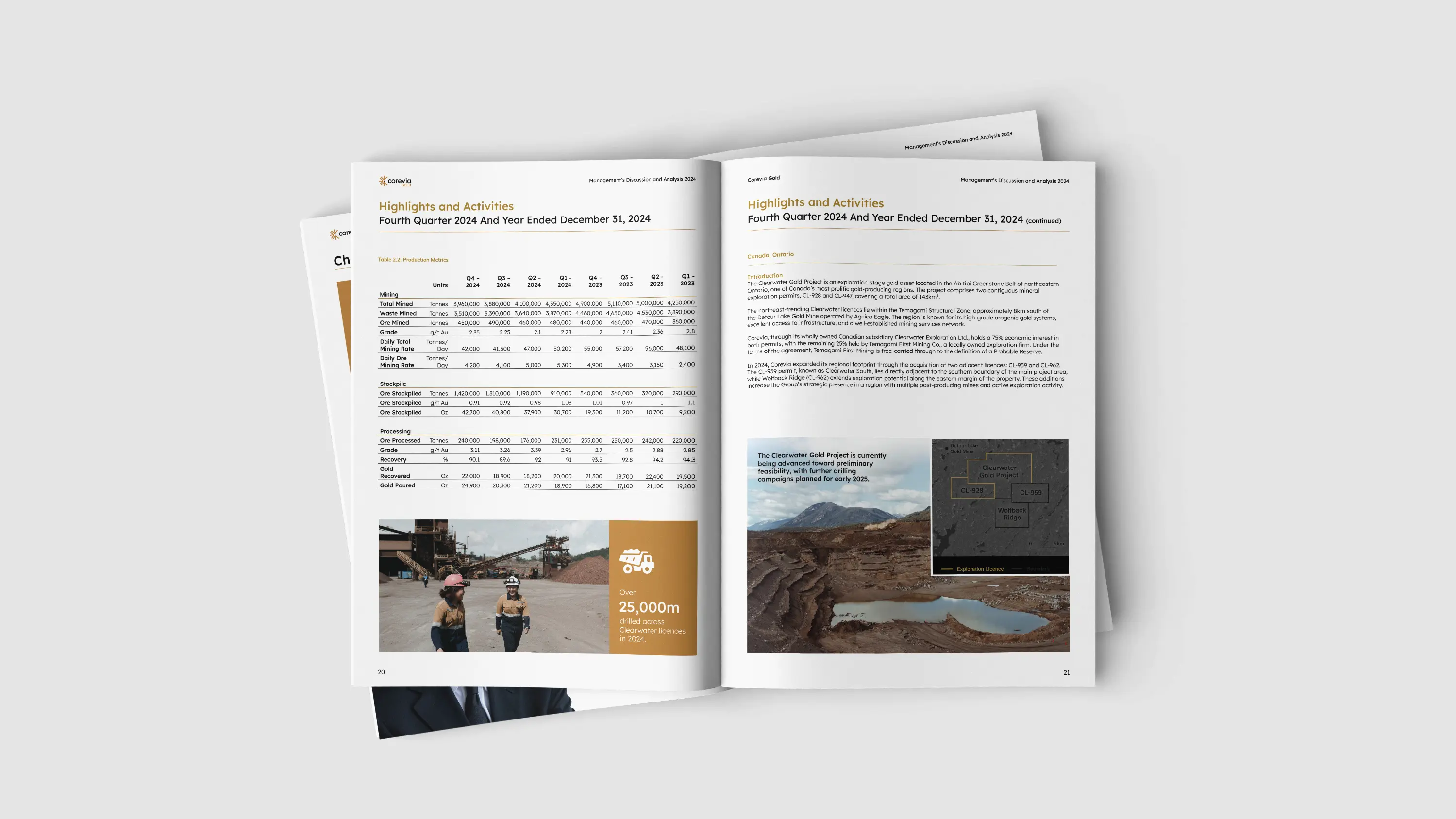 Corevia Gold MDA report table view