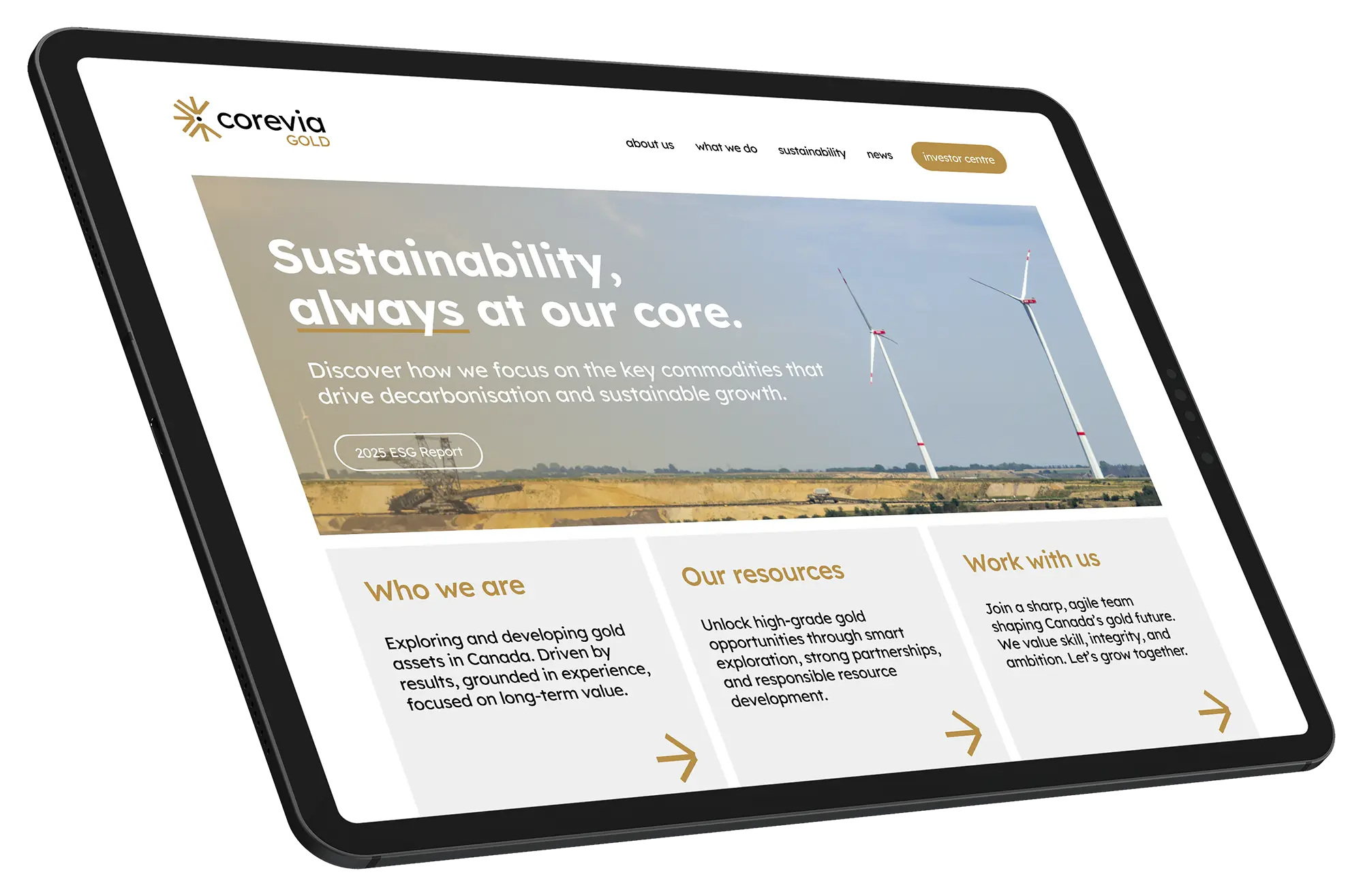 Corevia Gold website on laptop